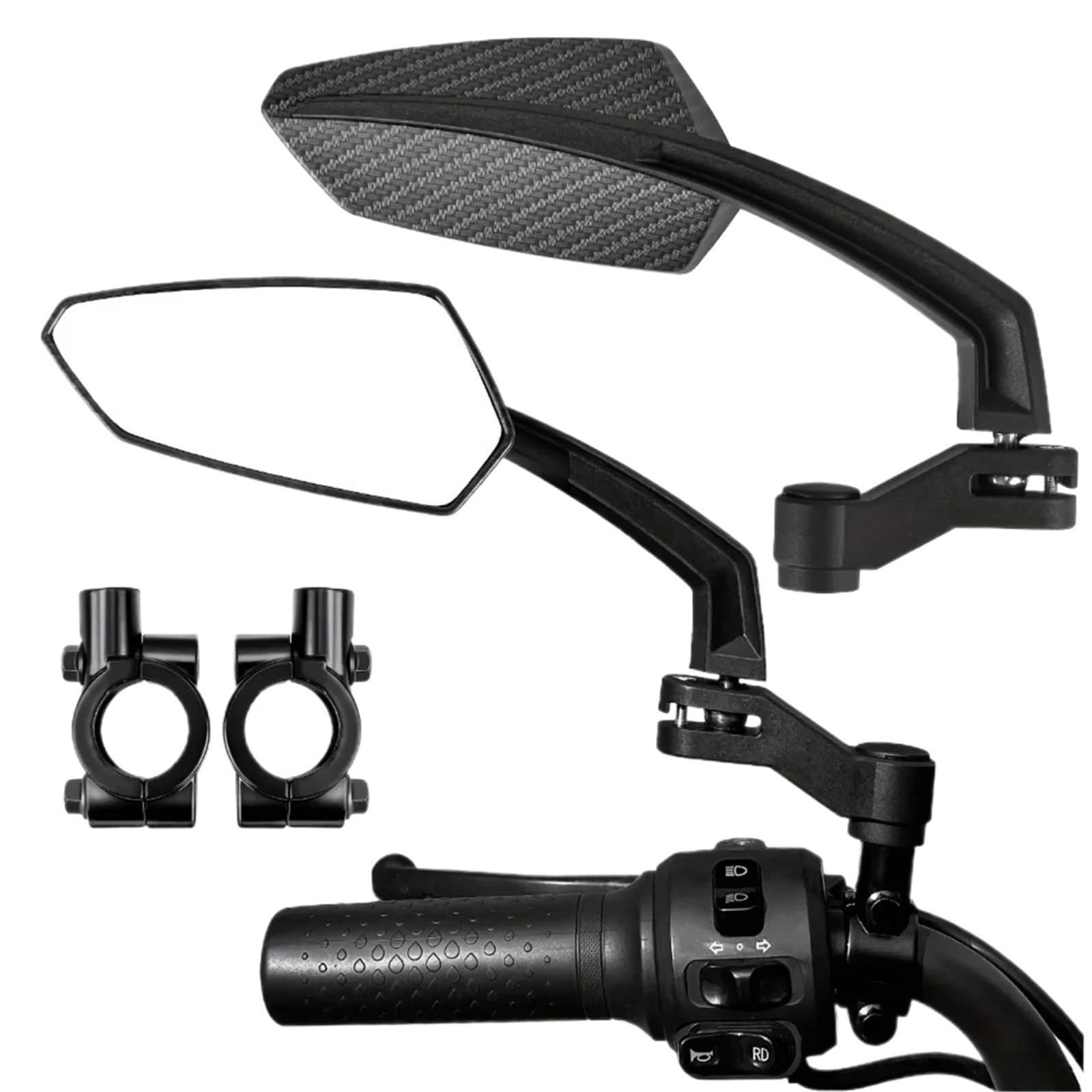 Mini Fahrradlenker Spiegel Universal Bike Handlebar Mirror, Wide Angle Safety Glass for Bicycle & E-Bike