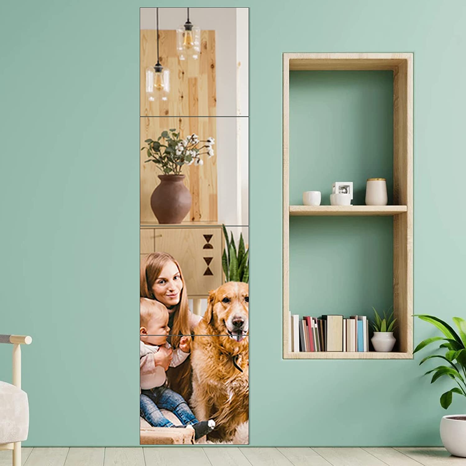 Lot De 16 Stickers Muraux Miroir – Autocollants Carrés – Déco Maison