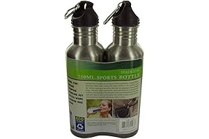 Kole Imports Stainless Steel Sports Water Bottle Set of 2 with Carabiner