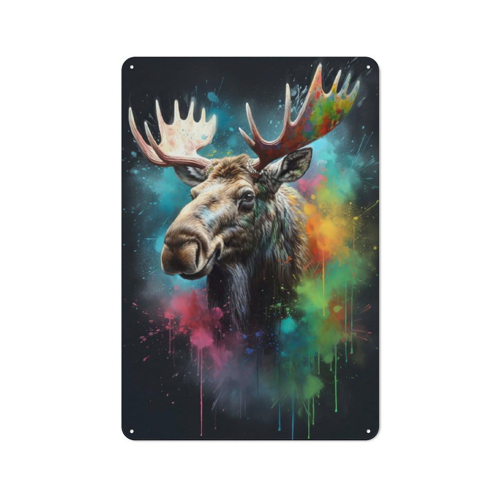 Junmoney Moose Painting Retro Metal Wall Sign 30X20cm With For Pub Or Café, A Housewarming Gift For Hospitality Wall Decor Collectors