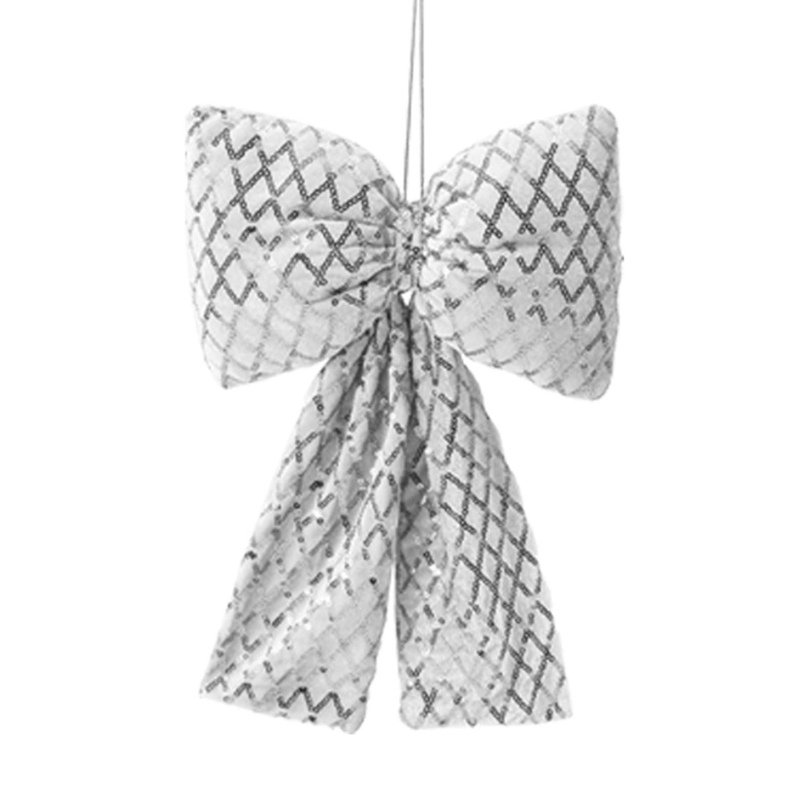 KAQNTUD Shimmering Checked Ribbon with Bow for Hanging for Wrapping Gifts and Home Festive Decoration Handmade Christmas Tree Accessories with Bow