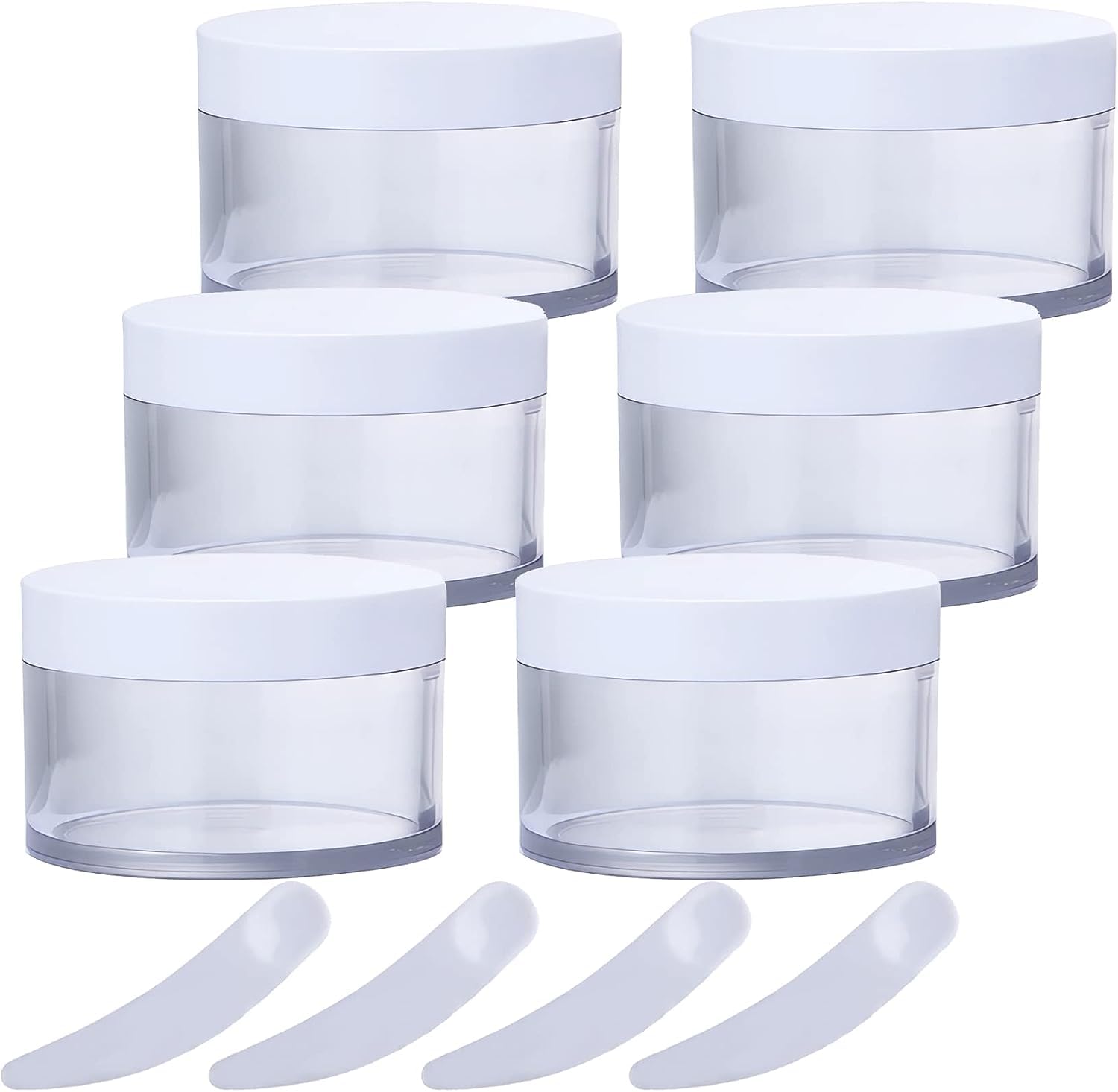 Cosmetics jars, Pack of 6, 200 g Plastic Cosmetic Jars with Screw Lid, ml Container for Facial Mask Lotions Cream