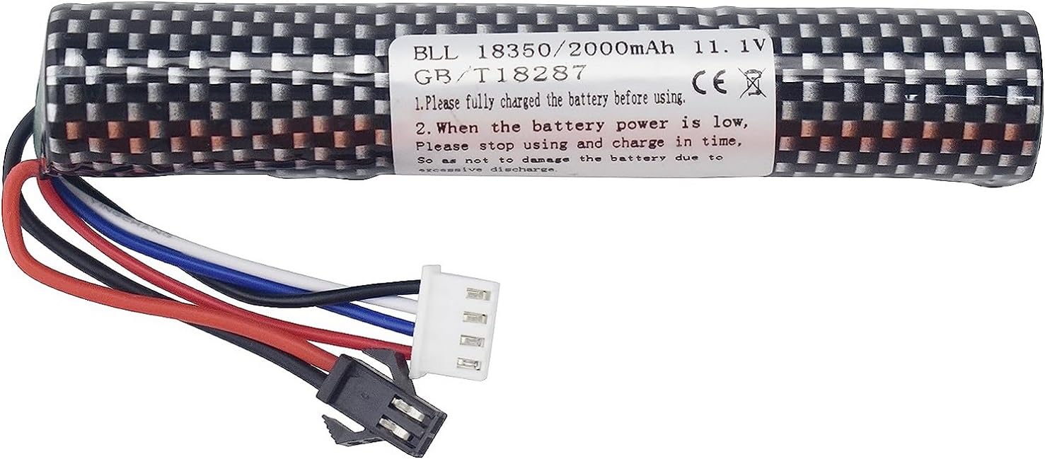 3S 11.1V 2000mAh Li-ion Battery With SM-2P Plug For Airsoft Gel Blasters - Includes USB Charging Cable