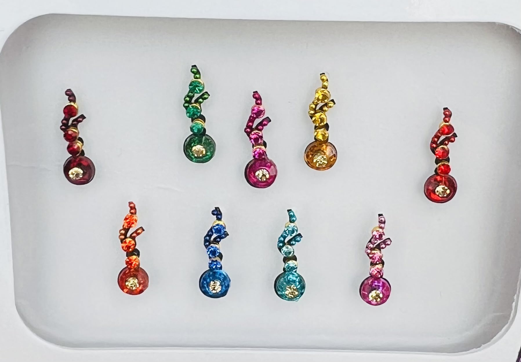 BA85 Multi Colour Yellow Red Bindi Tattoo Bollywood Fancy Party Forehead Sticker Eid Wedding Tika