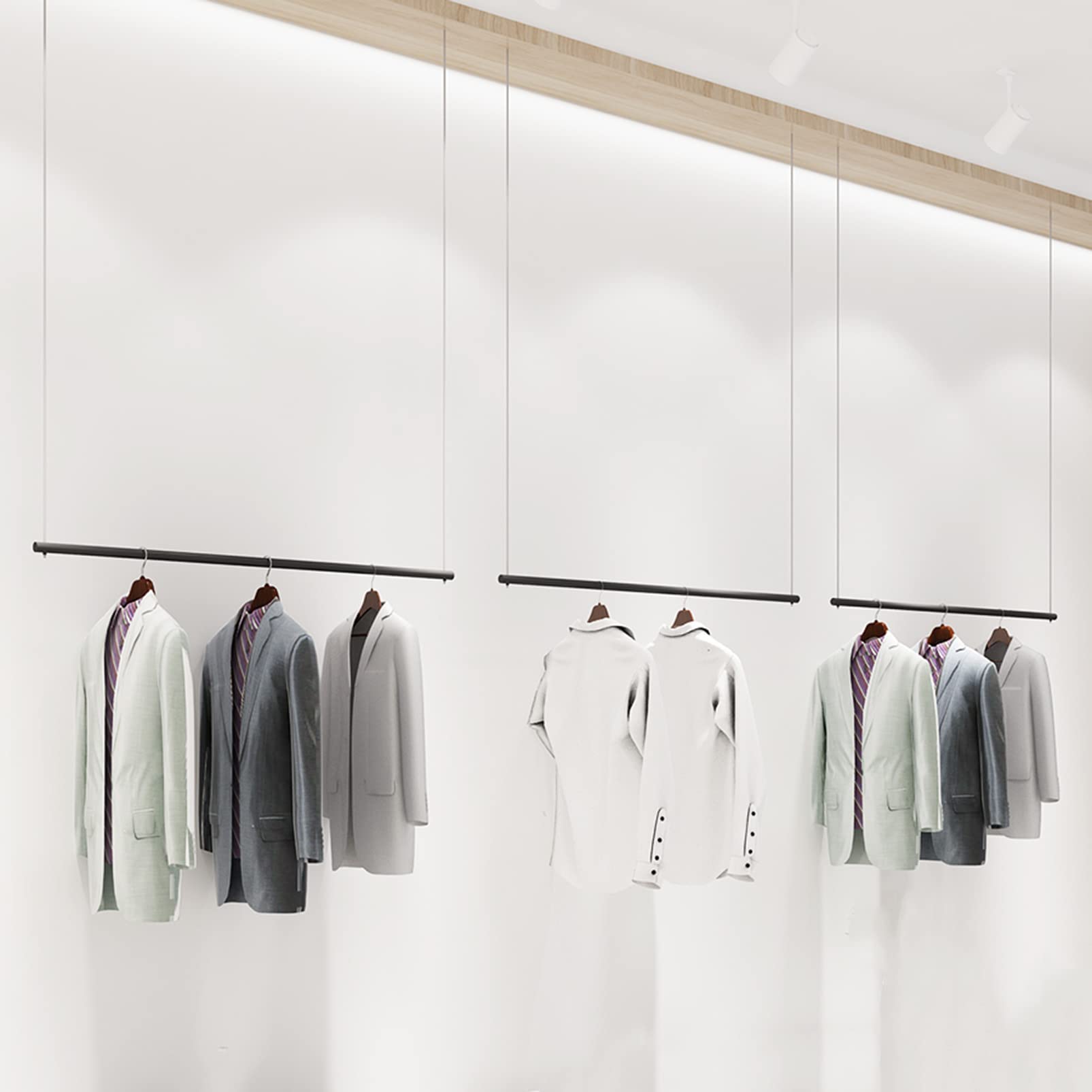 Scaffale espositivo per Negozio di Abbigliamento, 3 Pezzi, Appendiabiti da soffitto Creativo Regolabile in Altezza per Negozio di Abbigliamento, Appendiabiti per Abiti da Sposa per Negozio d