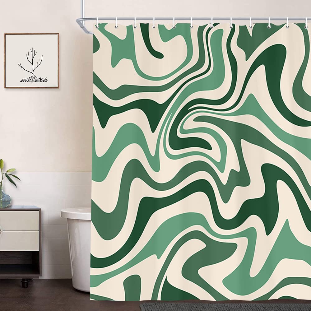 Produktbild von Fiodrimy Duschvorhang – 183 X 183 Cm, Rosa Mit Wellenmuster, Wasserabweisend – Für Badezimmer