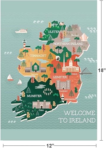 Miniatura 4 de Mapa de Irlanda Puntos de interés Ciudades Mapa del mundo con ciudades en detalle, carteles de mapa para pared, decoración de pared, ilustración