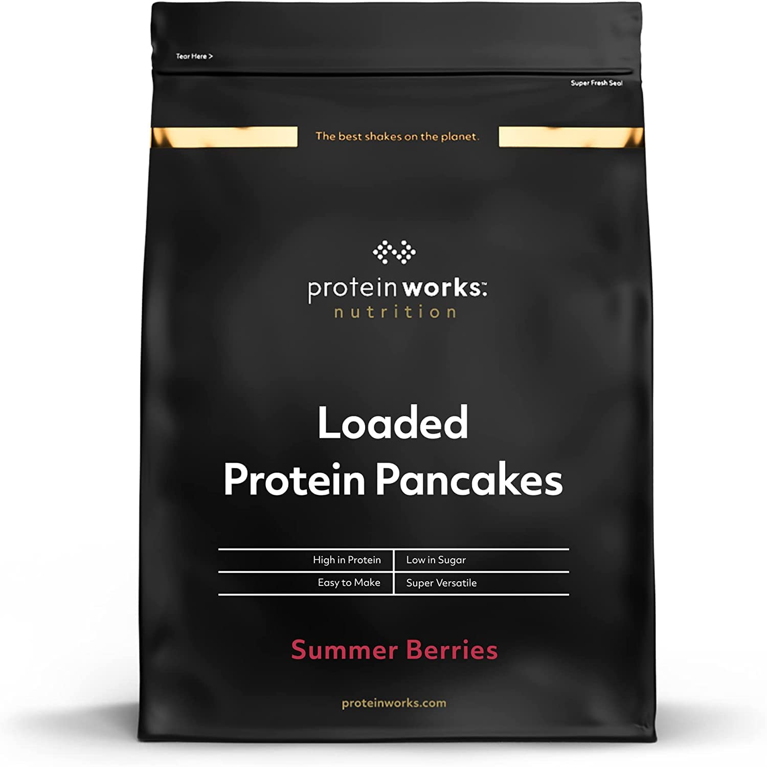 Protein Works - Loaded Protein Pancake Mix | Premium Pancake Mix | High Protein Pancakes | High Protein Breakfast | Low Sugar Snack | 16 Servings | Summer Berries | 1kg