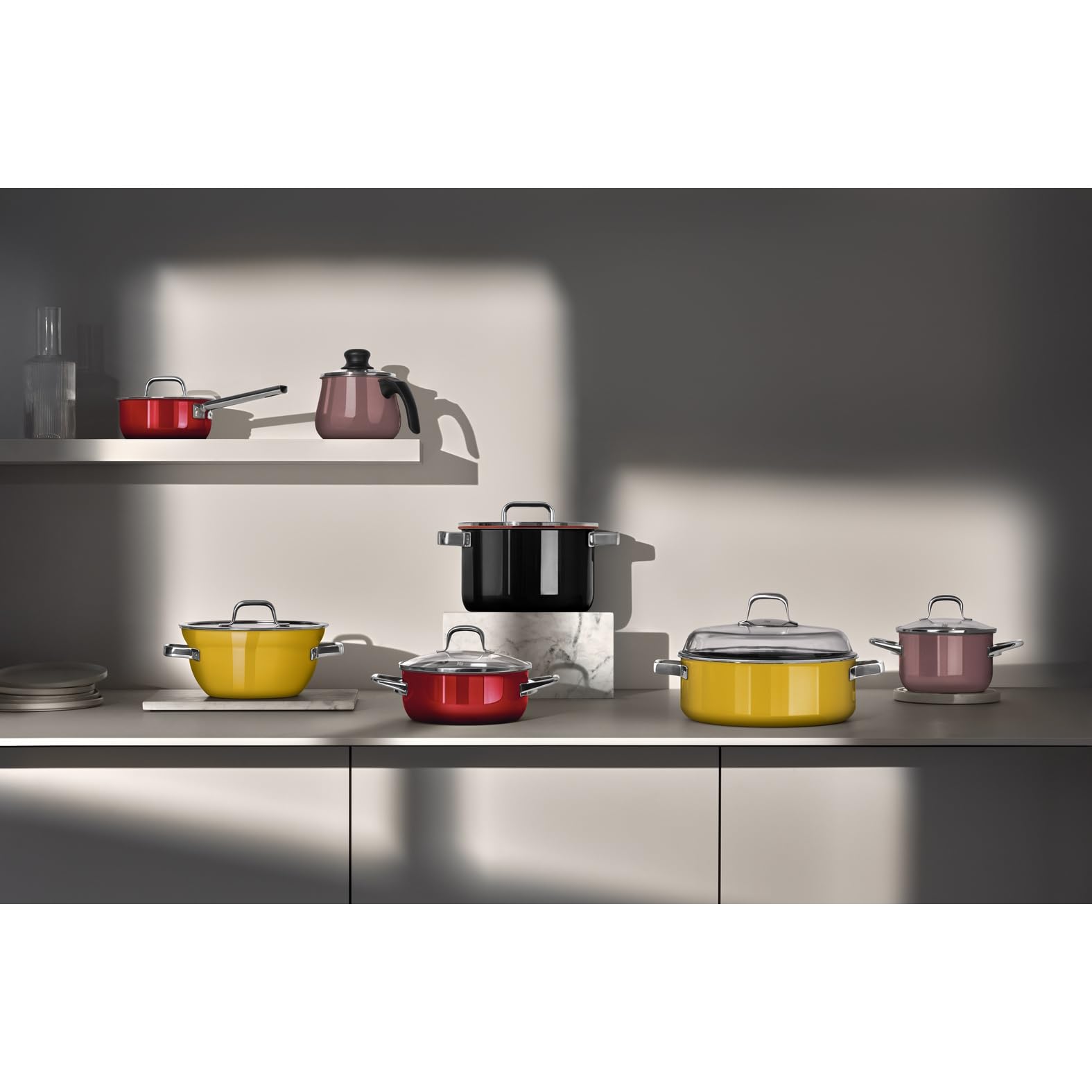 WMF Fusiontec Essential Pro, 4-teiliges Topf-Set, langlebiges, kratzfestes Material, Topfset Induktion, für alle Herdarten geeignet, Made in Germany, Mango Yellow, 0521455290