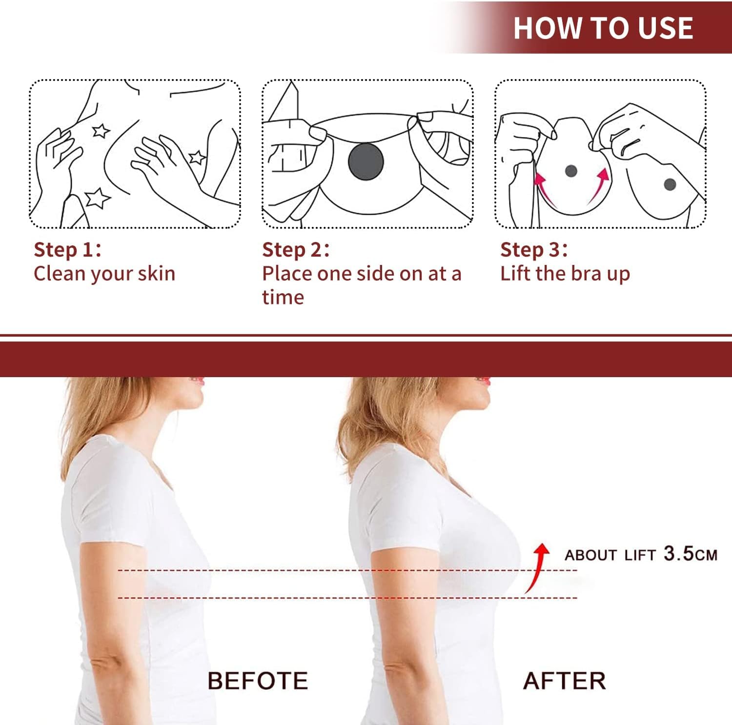 Sujetadores para Mujer, Sujetador Invisible Reutilizable Adhesivo Push Up de Silicona Sin Tirantes para A/B