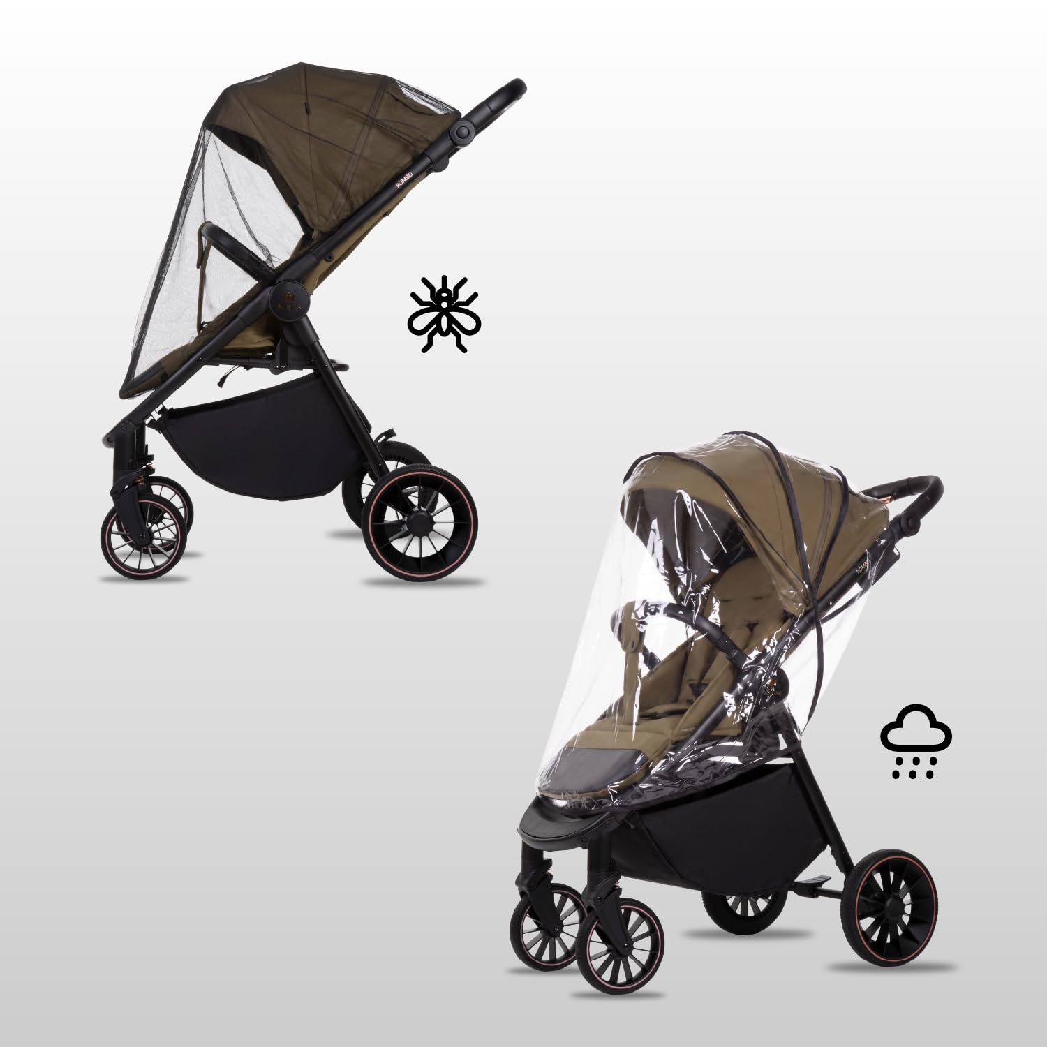Babylux Passeggino Leggero da Viaggio ROMBO con Funzione Reclinabile, Onyx | Passeggino Pieghevole, Manubrio Telescopico, Ripiegabile In Modo Compatto, Borsa Per Pannolini E Viaggio E Altri Accessori