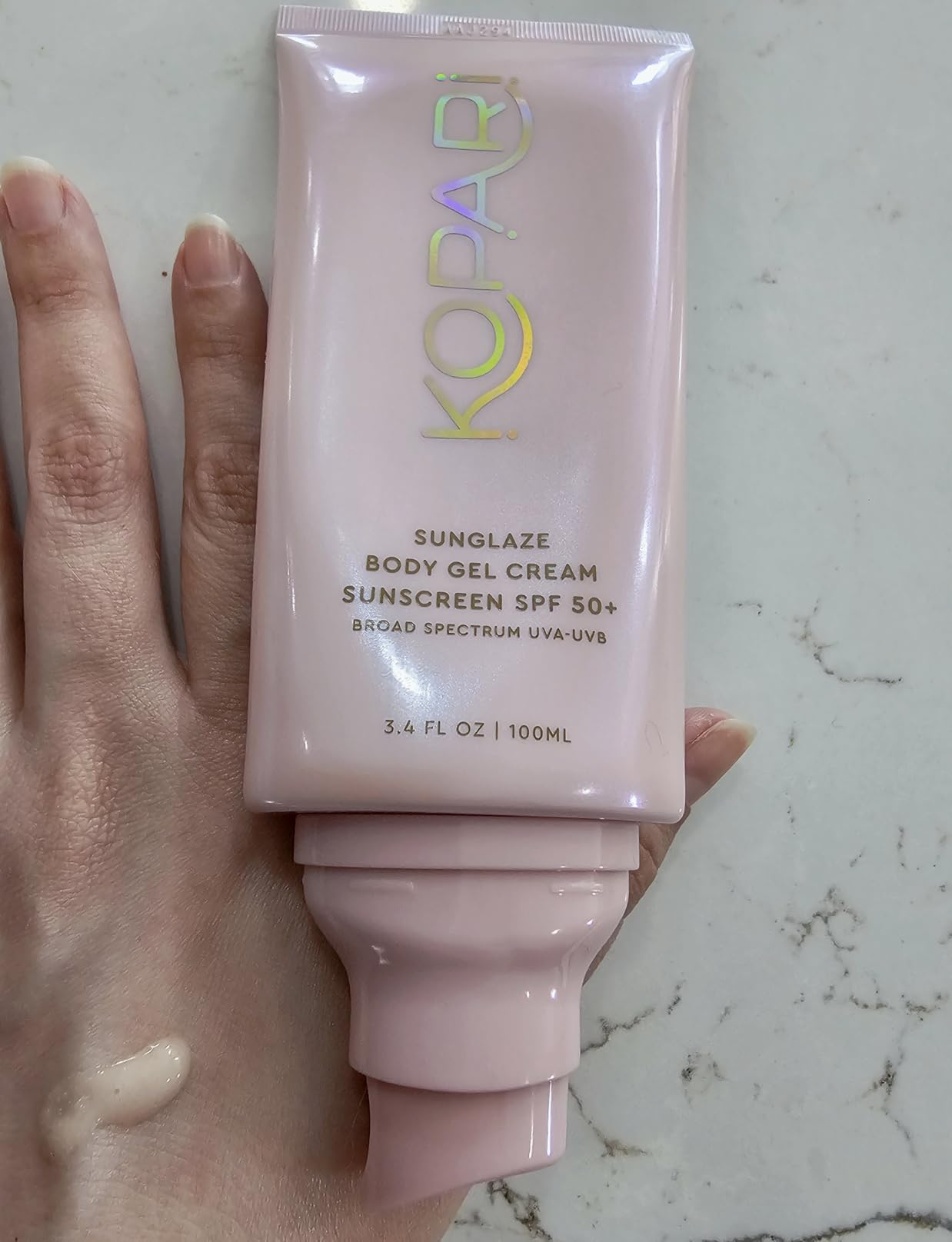 Kopari Sunglaze Body Gel Cream Sunscreen SPF 50+ | Broad-Spectrum Body Sunscreen with Hyaluronic Acid & Coconut Oil | Lightweight, Non-Greasy, Glowing Finish