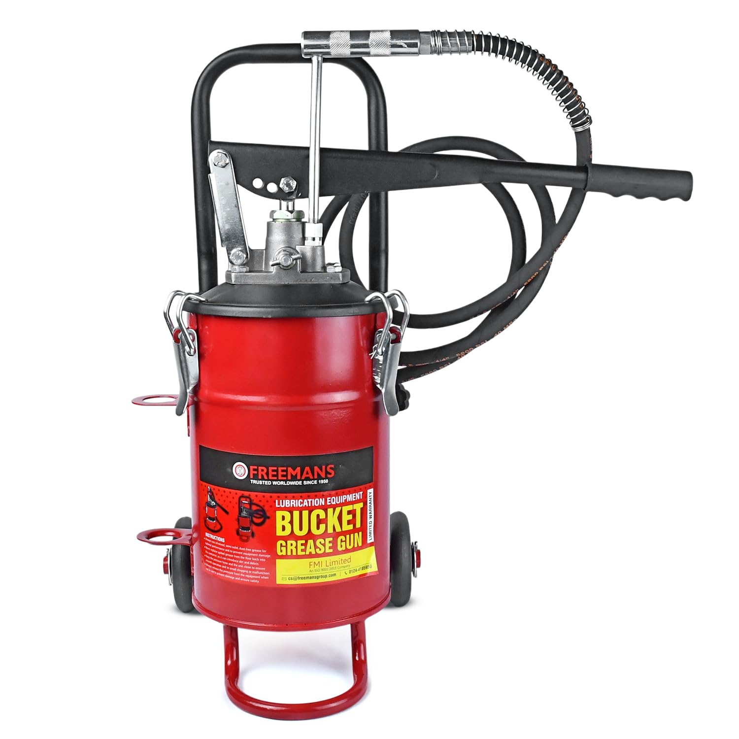 FREEMANS BPT5 Bucket Grease Dispenser With Trolley and Variable Stroke Handle || 5 Kg Capacity || High Pressure Pump 5000PSI Use For Automotive, Industrial Equipment, Heavy Machinery Greasing-image-5