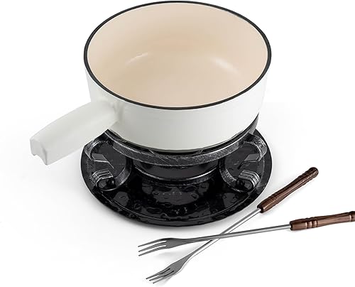 Miniatura 11 de Swissmar Lugano - Juego de fondue de queso de hierro fundido, 9 piezas, 2 cuartos de galón / 2 litros, ideal para derretir queso, chocolates