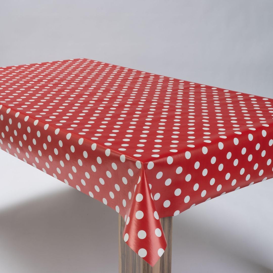 laro Wachstuchtischdecke Punkte Mix Eckig PVC - Abwischbare Tischdecke als Meterware, Wasserabweisende Tischdecke für Küche, Balkon & Garten