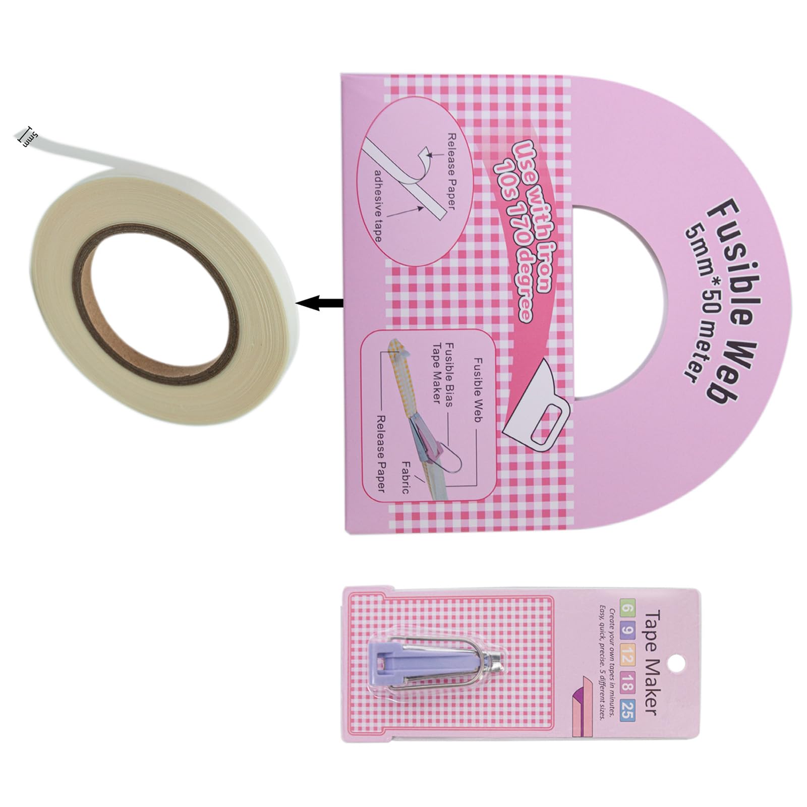 CRFFZ Fusible Bias Tape Maker and Iron on Binding for Creative Sewing Dressmaking 1.64ft Long Fusible Dressmaking Supplies