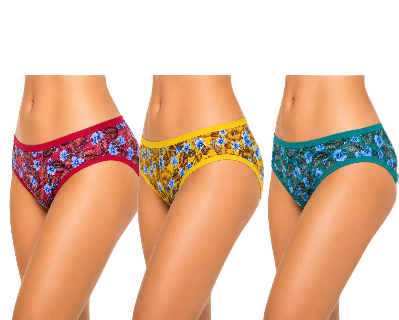 Women's Floral Print Bikini Panties Pack of 3-image-40