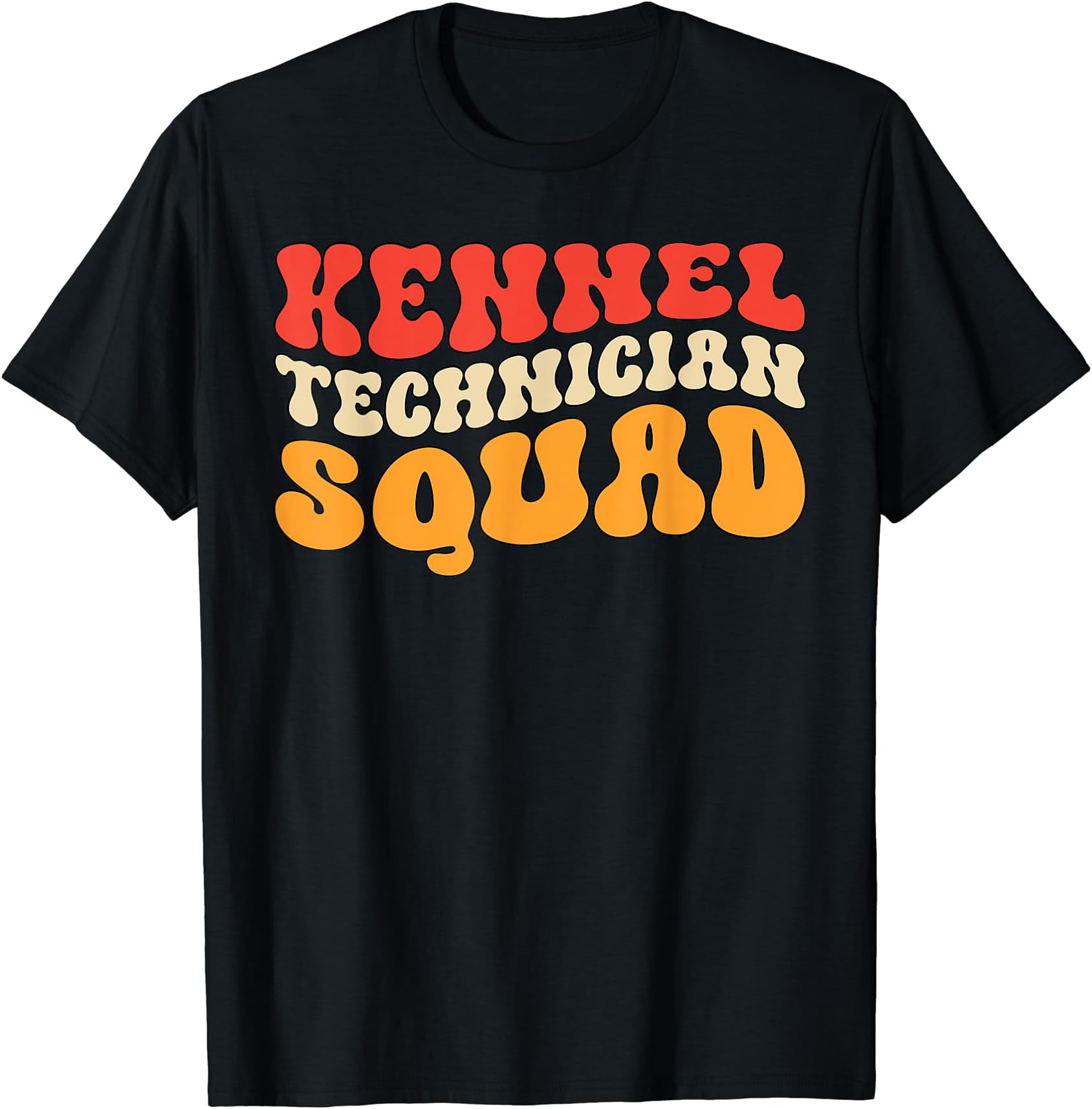 Retro Kennel Technician Squad Groovy Wavy Funny Kennel Tech T-Shirt