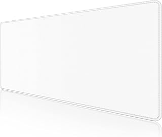 Dapesuom Large Gaming Mouse Pad, Extended Mousepad with Stitched Edges, Water Resist Keyboard Pad with Non-Slip Base, Big XXL Mousepad Desk Mat for Gamer, Laptop, Office, 31.5x15.7in, Ivory White