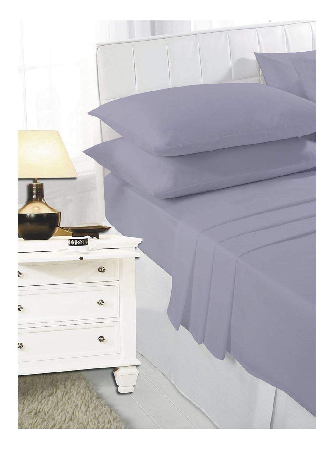 EGYPTO Extra DEEP 4ft (Small Double) Fitted Bed Sheets 16"/40cm Depth (Grey)