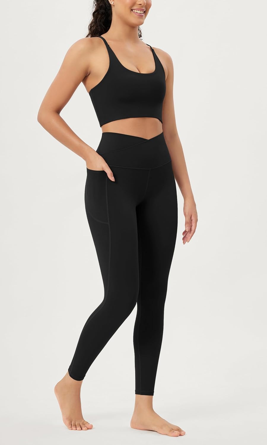 ODODOS Women's Buttery Soft Leggings with Stay-Put Pockets, 25" / 28" Crossover High Waist Lounge Yoga Pants - Image 4