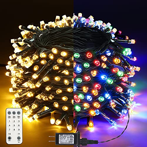LYHOPE Christmas Lights, 65.6ft 200 LED Christmas Fairy Lights, Warm White & Multi Color Changing String Lights, with Remote 11 Modes 30V Xmas Tree Lights for Patio Yard Party Indoor Outdoor Decor LYHOPE Christmas Lights, 65.6ft 200 LED Christmas Fairy Lights, Warm White & Multi Color Changing String Lights, with Remote 11 Modes 30V Xmas Tree Lights for Patio Yard Party Indoor Outdoor Decor