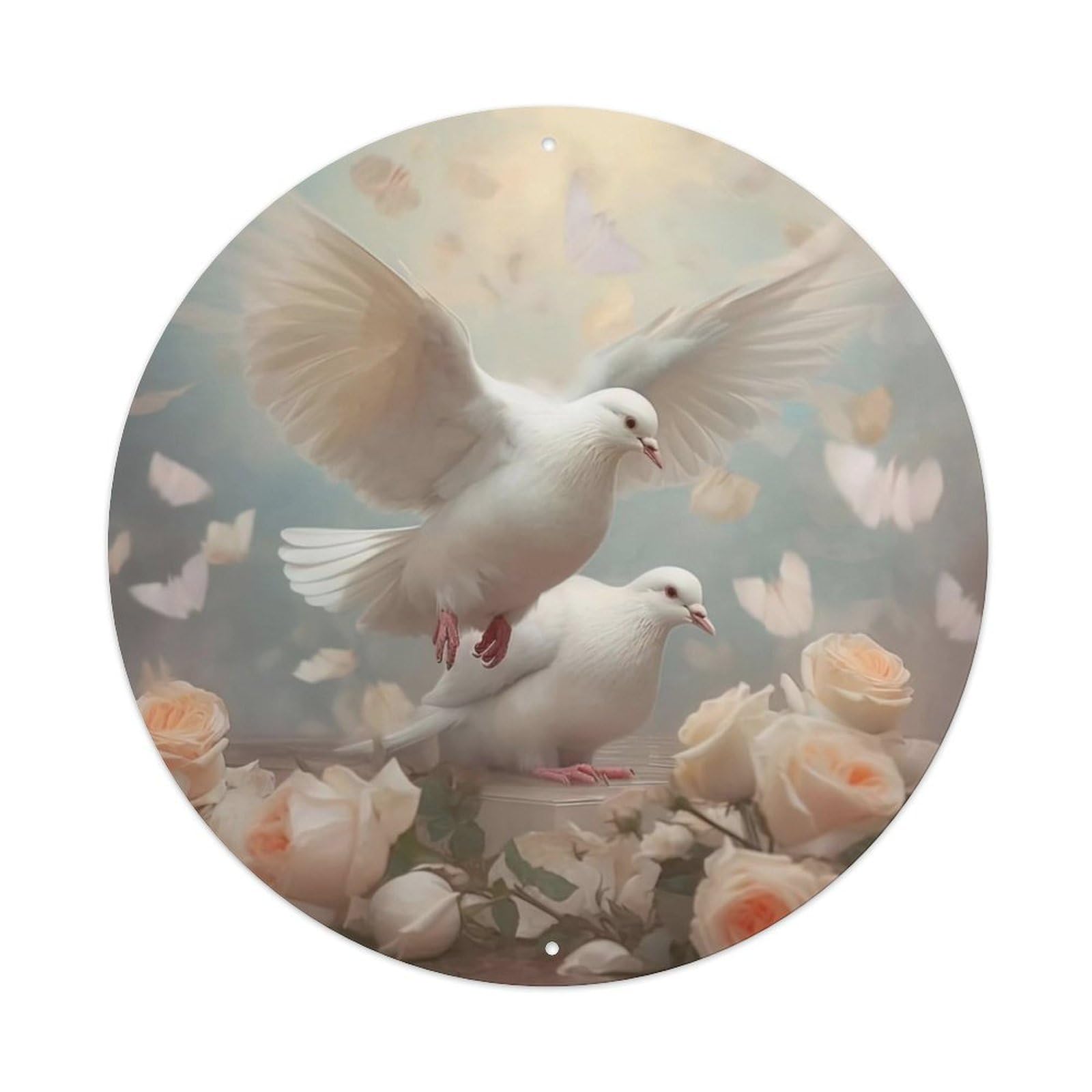 Animal Two Pigeons Metal Tin Sign