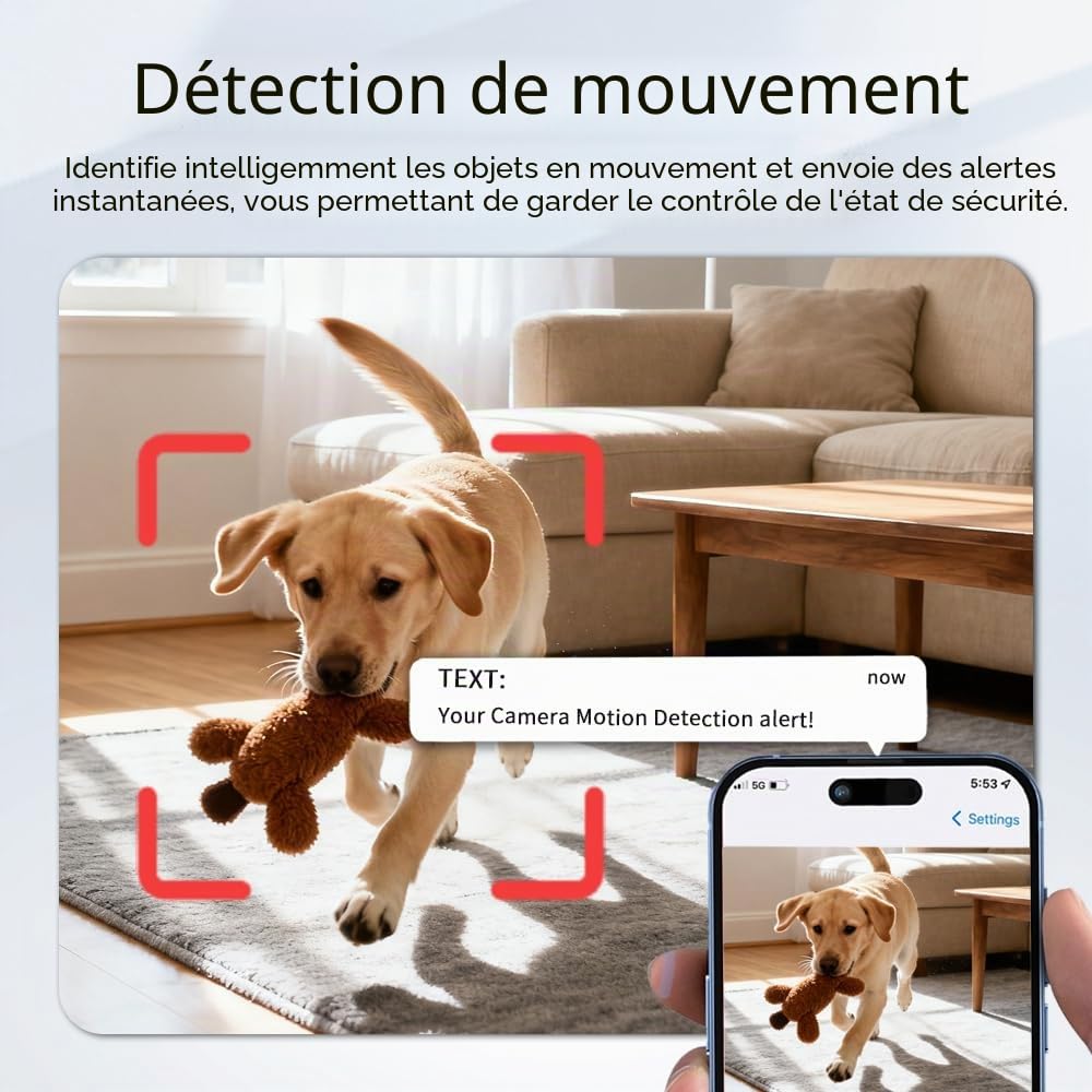 Mini caméra espion cachée 4K HD Bluetooth et WiFi sans fil pour intérieur et extérieur avec vision nocturne, détection de mouvement, enregistrement à distance, grand angle de 130°, contrôle par