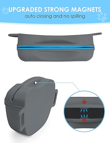 Miniatura 4 de heouvo Bolsa de golosinas para perros con clicker de entrenamiento, cierre magnético más fuerte mejorado para evitar derrames, bolsa de silicona de