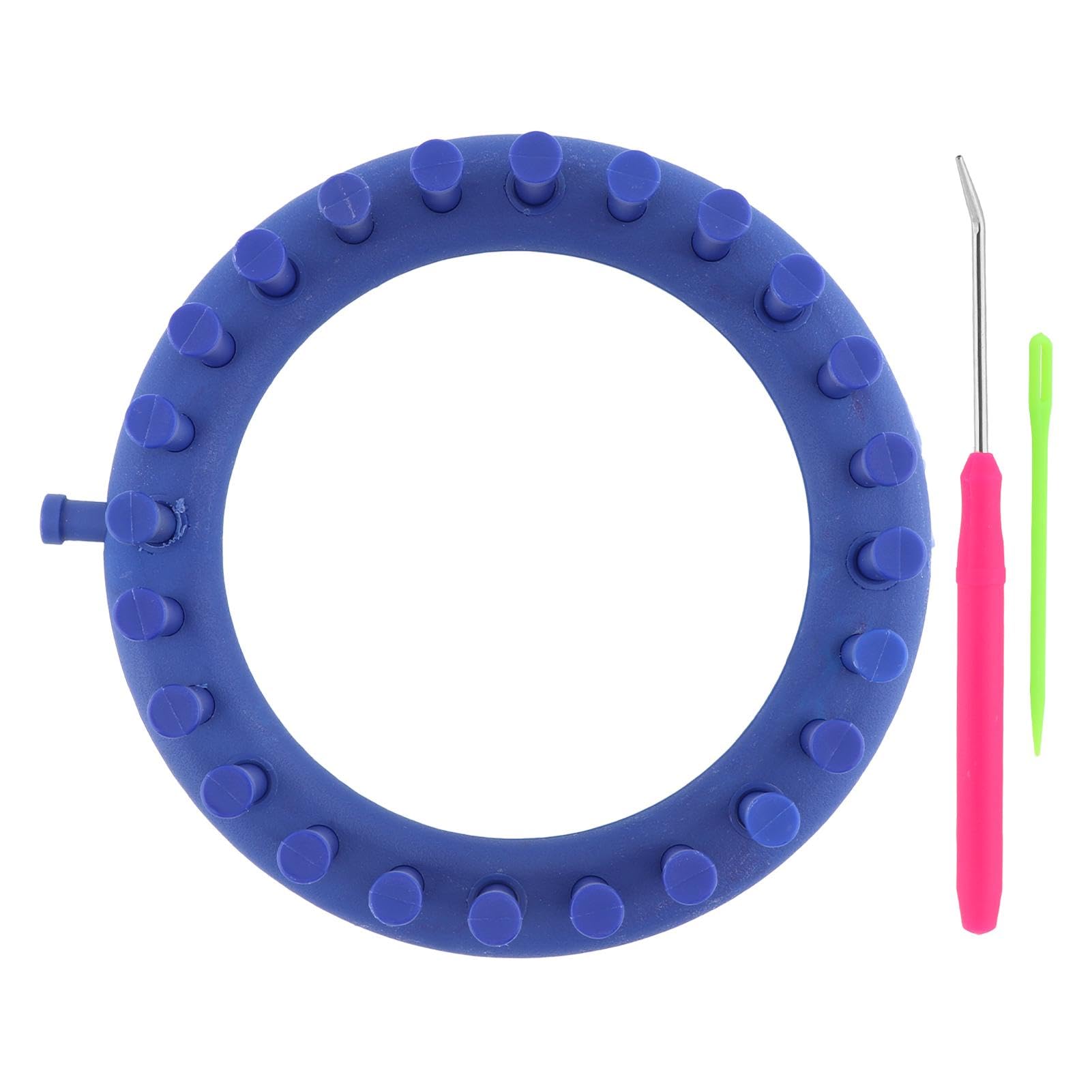 EKDJKK Round Knitting Looms Set, Plastic Loom Knitting Set with Crochet and Plastic Needle, Scarf Hats Making Tools, DIY Crocheting Handmade Craft Kit for Beginners and Knitting Lovers (Blue, 14cm)