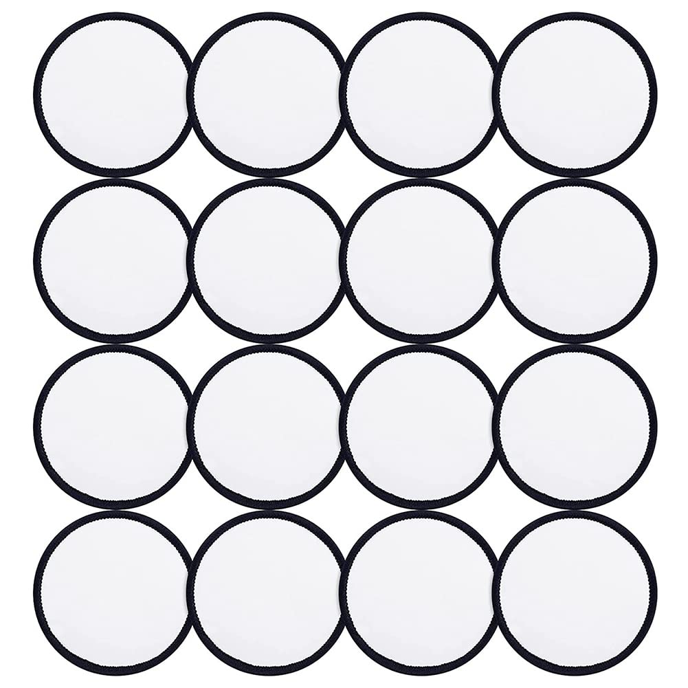 CTRLZS 16 Pieces Sublimation Patch Blanks Quality Fabric Iron-on Circular Blank Patch for Clothes, Hats, Uniforms, Backpacks