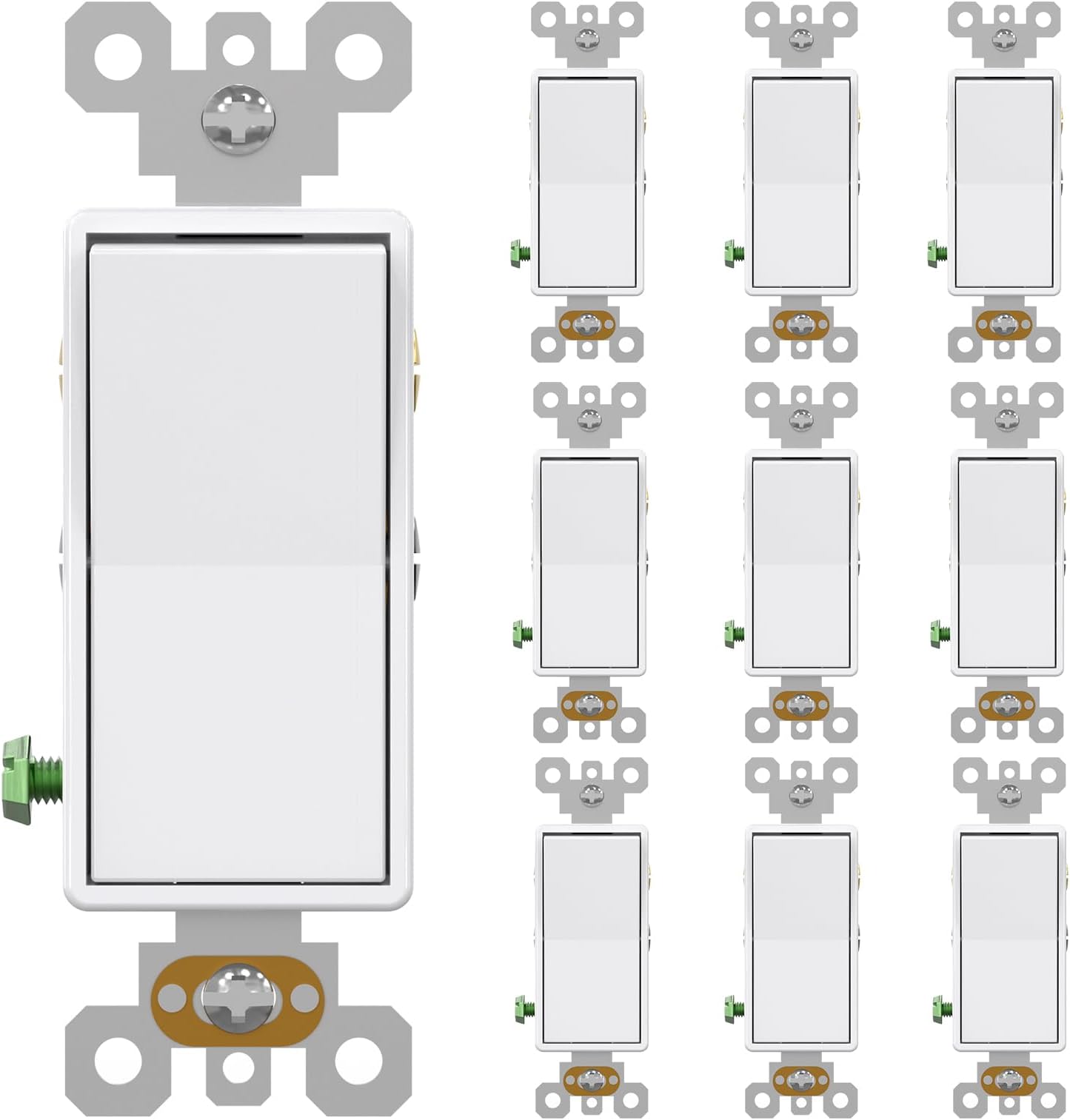 - AIDA 4 Way Switch Decorative Light Switch, 15Amp, 120/277 Volt, 4 Way Decorative Light Rocker Switch Replacement, Self-Grounding, Residential and Commercial Grade, UL Listed (10 Pack, Glossy White)