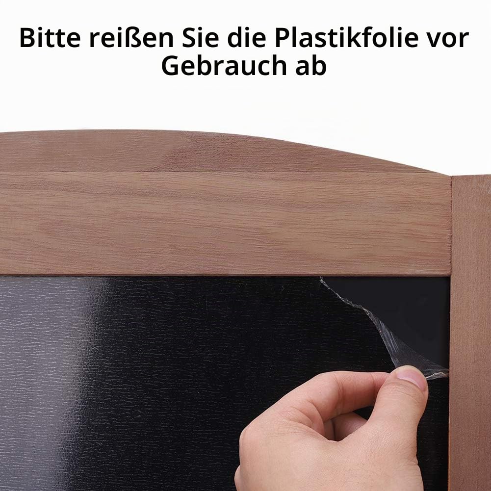 UNHO Werbetafel Standtafel, Magnetischer Kundenstopper aus Holz Maltafel klappbar - Braun