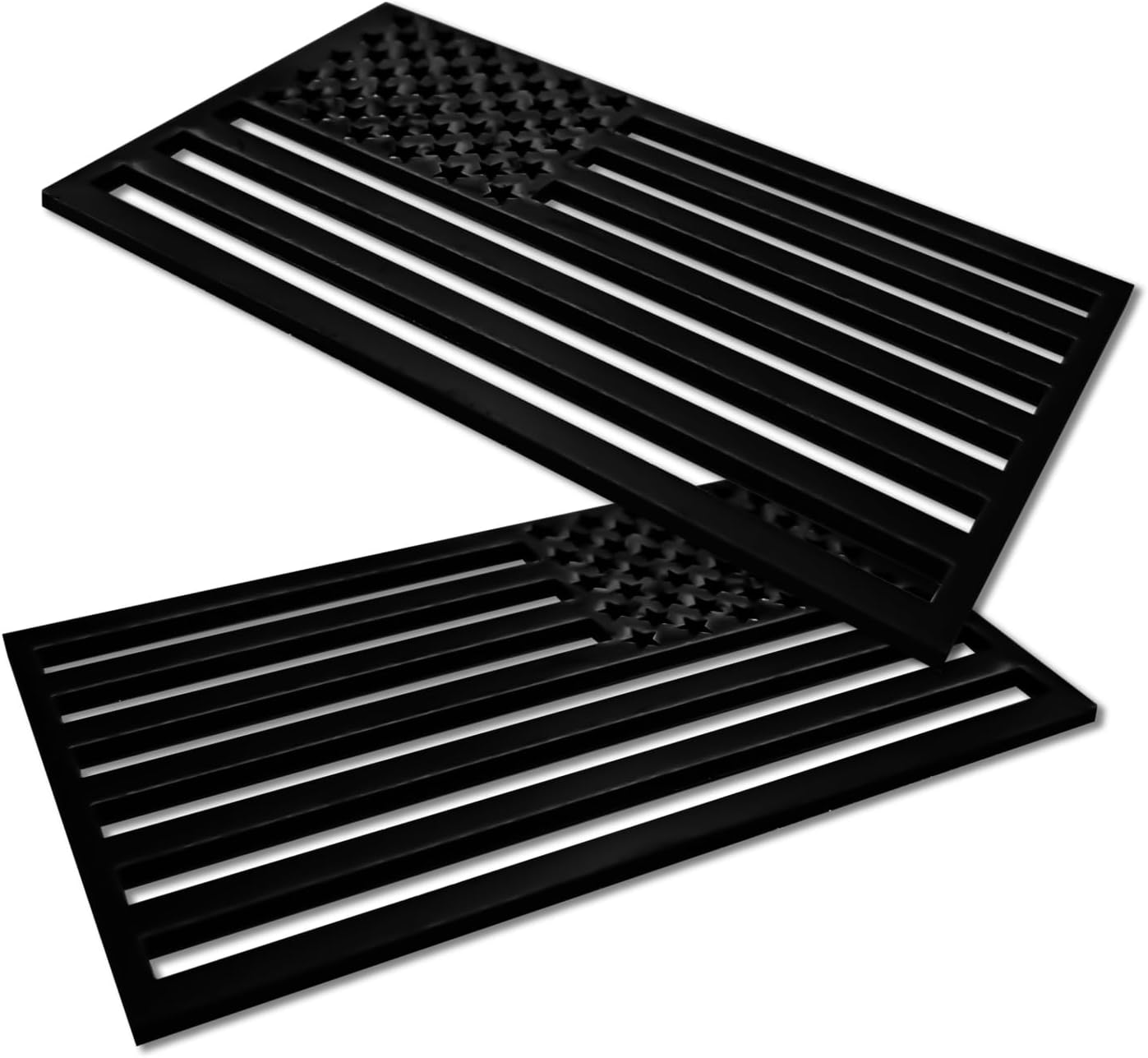 2PCS American Flag Decal Embossed 3D Metal Cut-Out Black American Flag Emblem Bumper Decal Stickers, 4mm Thickness Acrylic USA Car Military Patriotic Emblem for Car Truck SUV(Hollow Out)