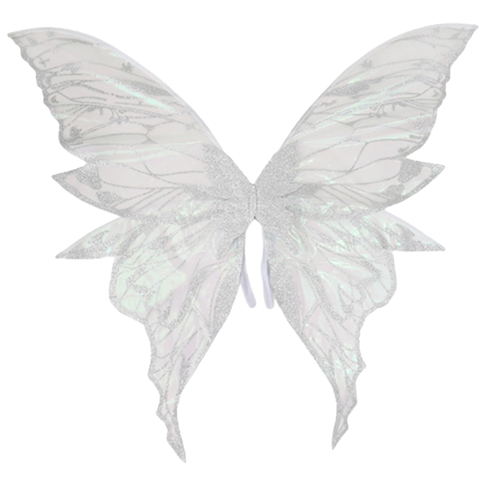 Rswnyirn Large Sparkle Butterfly Wings for Women Girls Fairy Angel Wings Elf Dress Up Accessories Silver B One Size โ image 1