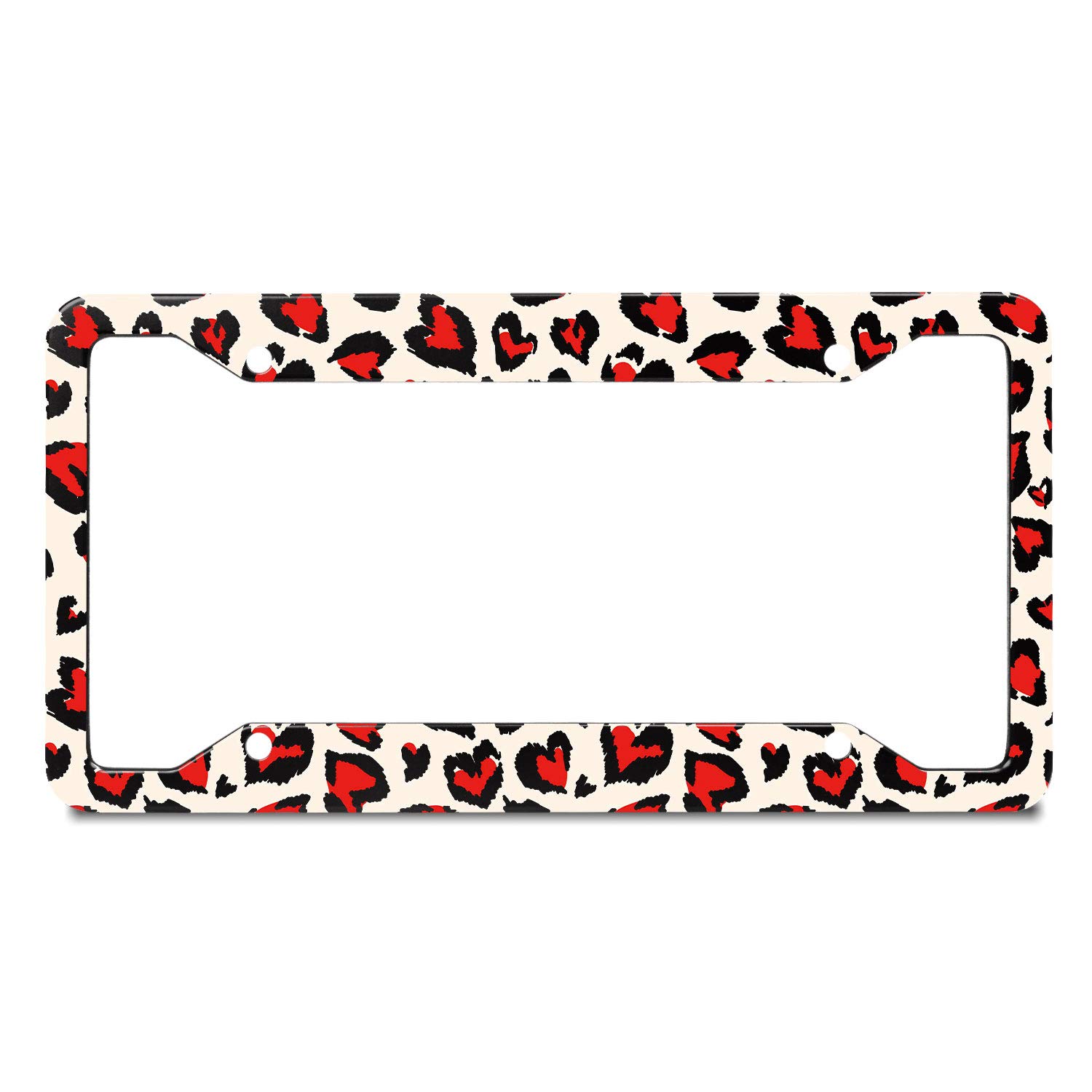 Amazon.com: Decorative License Plate Frame with Red Heart Cheetah Leopard Spot  Design Aluminum Car Tag Cover Holder Auto Car : Automotive