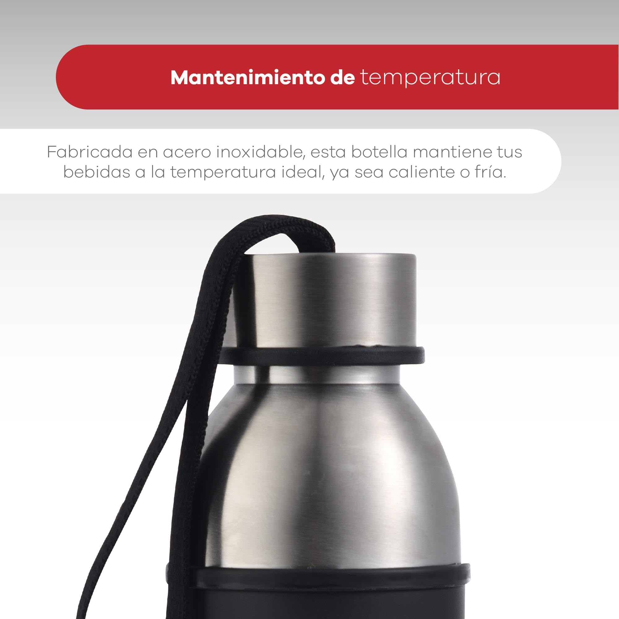 BERGNER GO LOVERS - Botella de Agua 570ML Acero Inoxidable - Tapa de Dos Vías - Óptimo para Bebidas con Hielo o Fruta - Mantiene Temperatura - Diseño Negro (Paquete de 2)