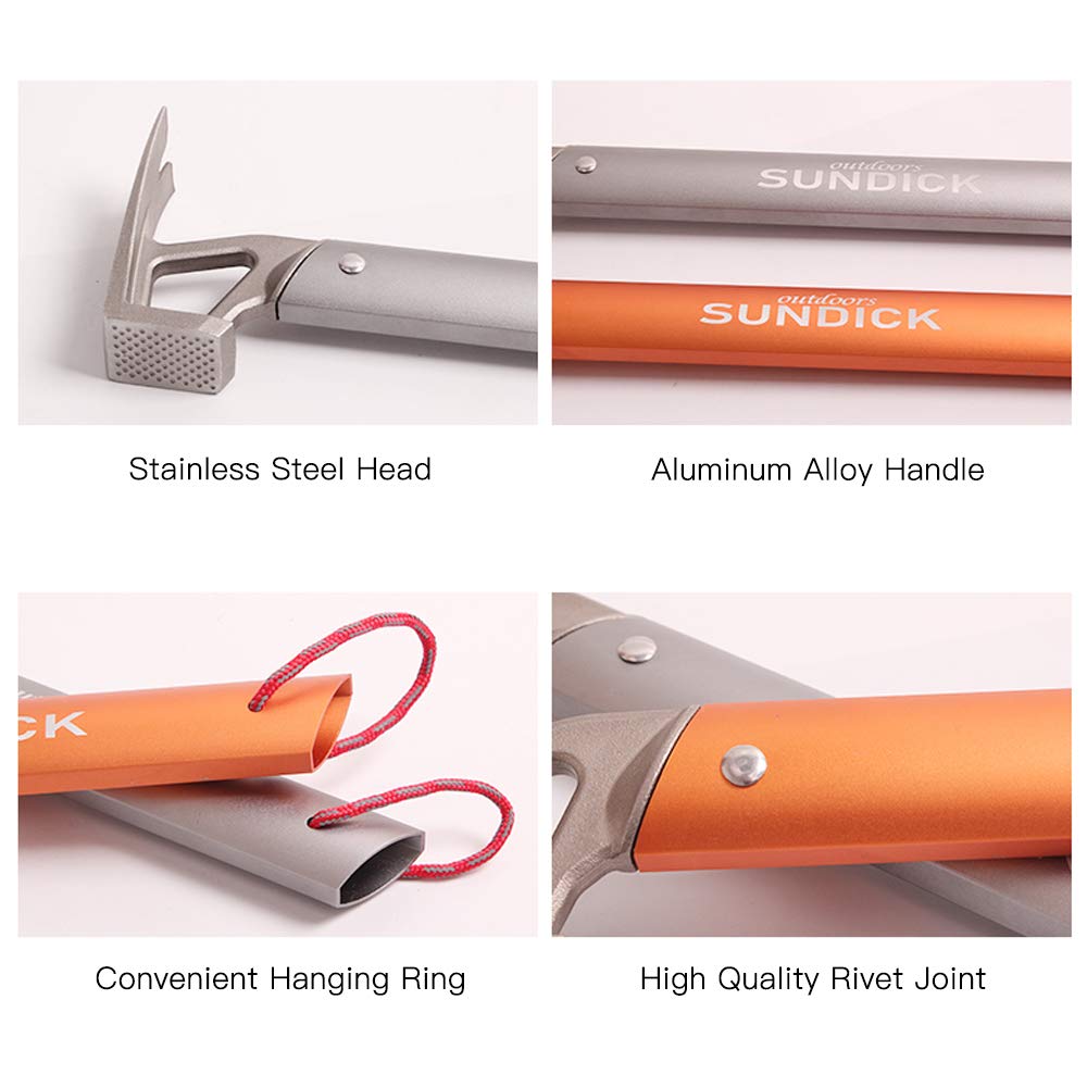 Lixada Marteau de tente de camping en aluminium - Marteau de tente en acier inoxydable - Arrache-clou - Accessoire de tente