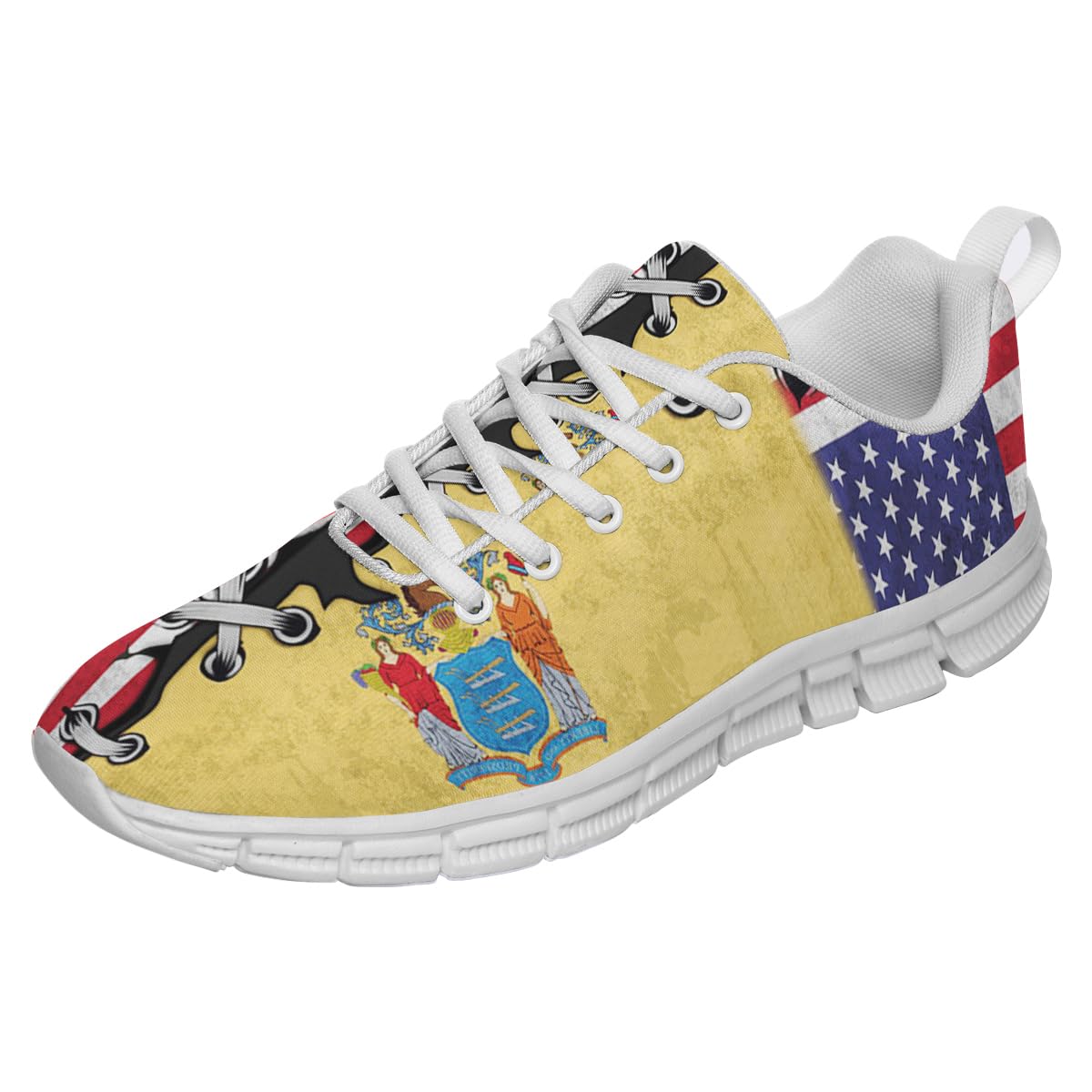 New Jersey and American Flag Shoes for Women Men Tennis Shoes 3D Print Fashion Running Sneakers