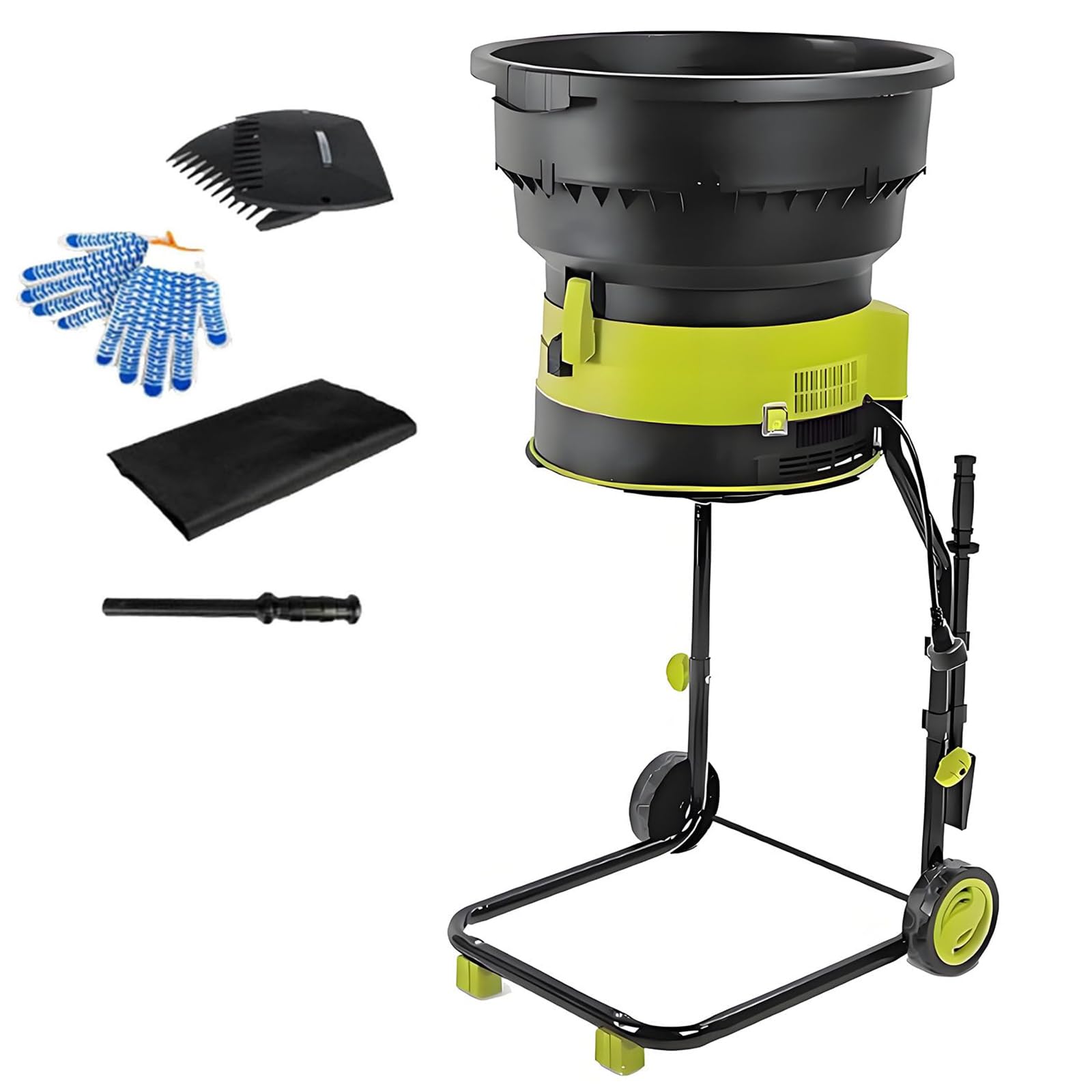 Trituradora De Jardín Eléctrica 2500W - 8000 RPM Trituradora De Ramas & Hojas Con Tolva 54cm, Mulcher Portátil Para Residuos De Jardín, Hojas De Césped & Compostaje 10mpowercord