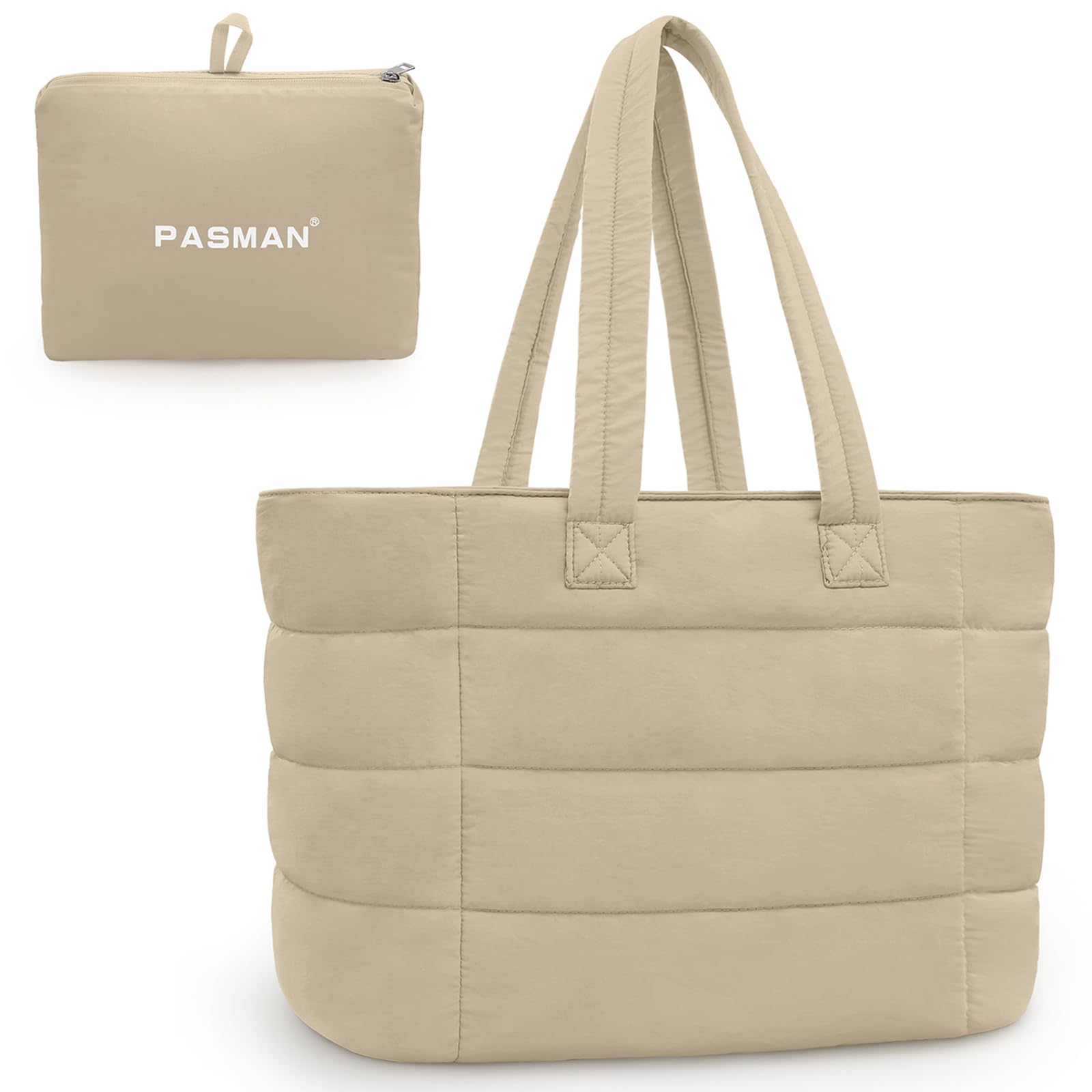 Puffer Bag for Women Quilted Travel Puffy Tote Bag Fit for Laptop Nylon Work Bag for Nurse College