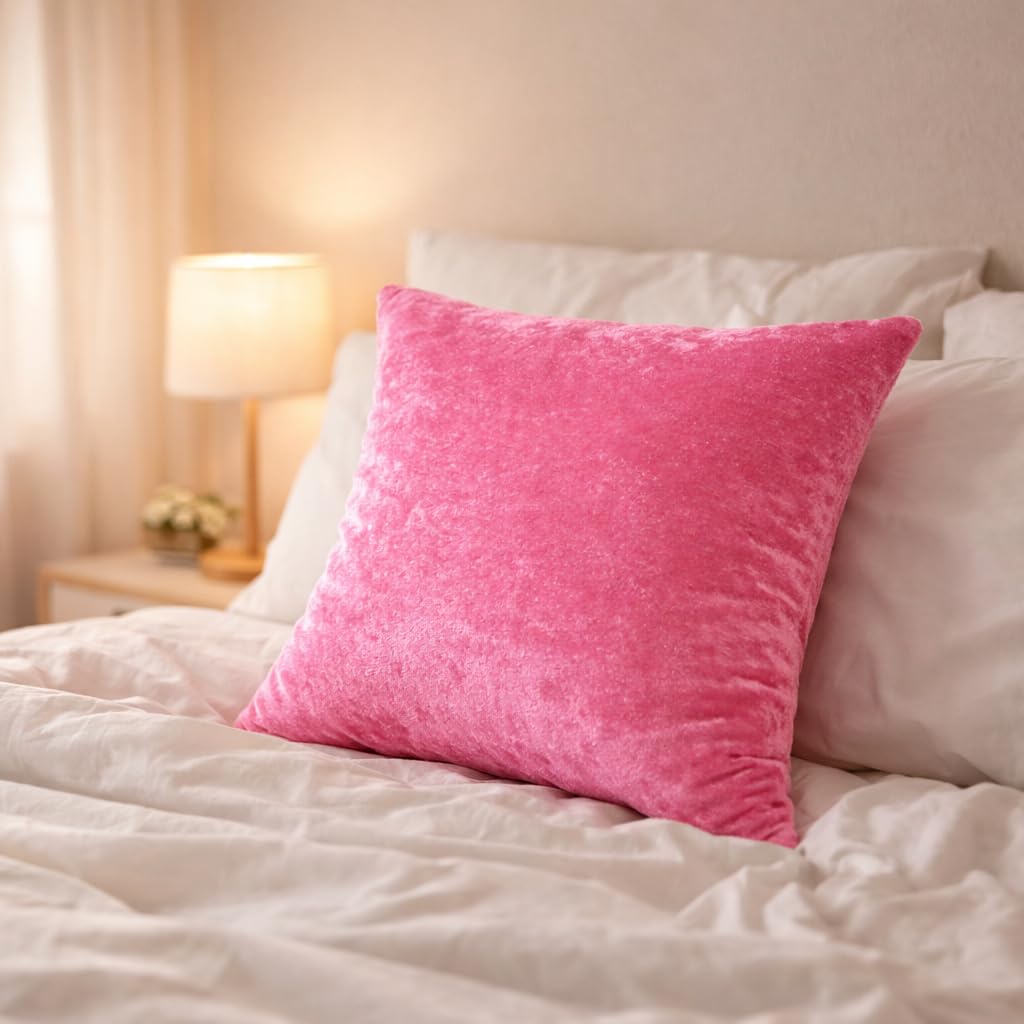 Baby Pink Velvet Cushion Cover 12x12 Inch Soft Decorative Throw Pillow Cover for Sofa, Bed, Living Room (Pack of 1) 1