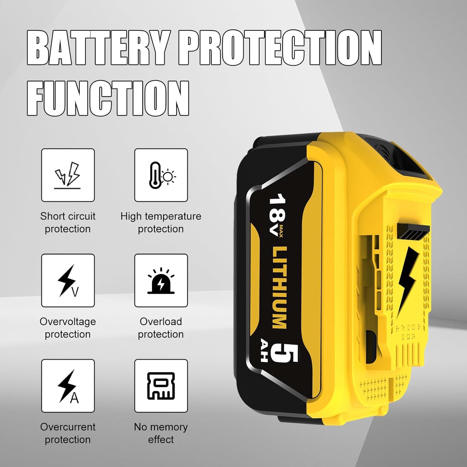 2 Piezas baterías de Repuesto de 18 V 5000 mAh para Dewalt DCB184, DCB183, DCB184B-XJ, DCB183-XJ, DCB182, DCB182-XJ, DCB181, DCB181-XJ, para Herramientas eléctricas con indicador LED