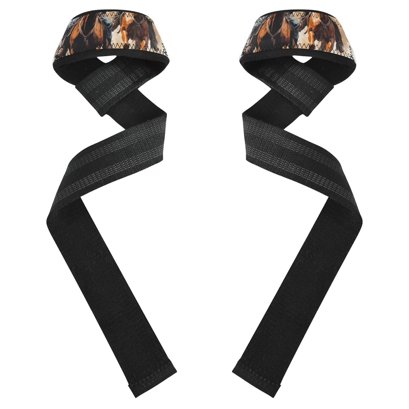 Nander Cowboys Riding Horses Wrist Straps for Weightlifting,Lifting Straps with Neoprene Cushioned Wrist Padded and Anti-Skid Silicone for Strength Training,Bodybuilding,Deadlifting