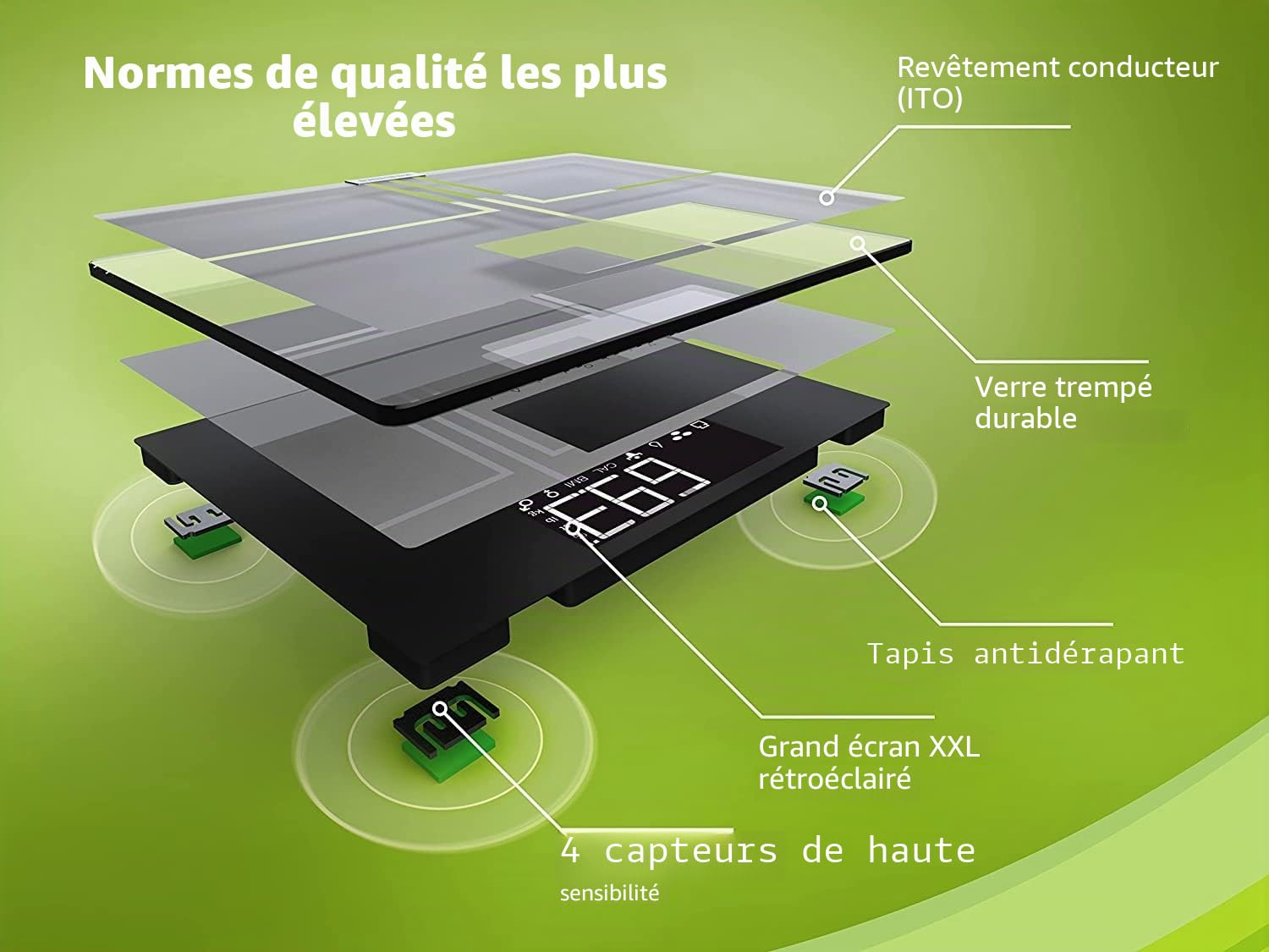 Soehnle Pèse personne connecté Shape Sense Connect 200, Balance connectée | Balance électronique impédancemètre, 200 kg, mode athlète, 8 utilisateurs, technologie BIA, écran LCD rétroéclairé