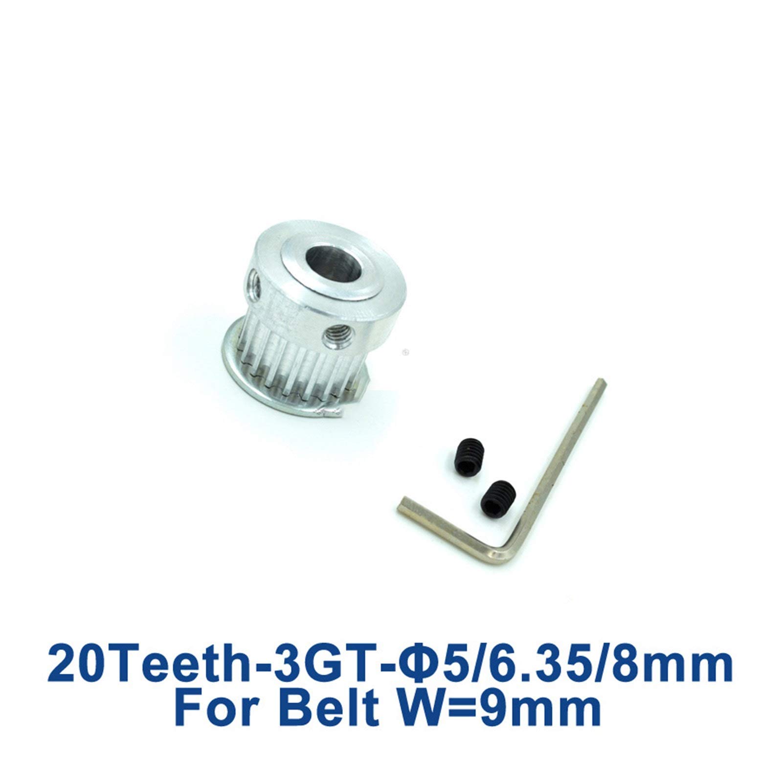 Leloo Lcuihong-zahnriemenscheibe GT2-Timing-Riemenscheibe 20 Zähne, Bohrung 3.17mm 4mm 5mm 6mm 6,35 mm 8mm, Breite 9mm 10mm, Synchrongurt Kleiner Spiel 20Teth Flexibel und langlebig