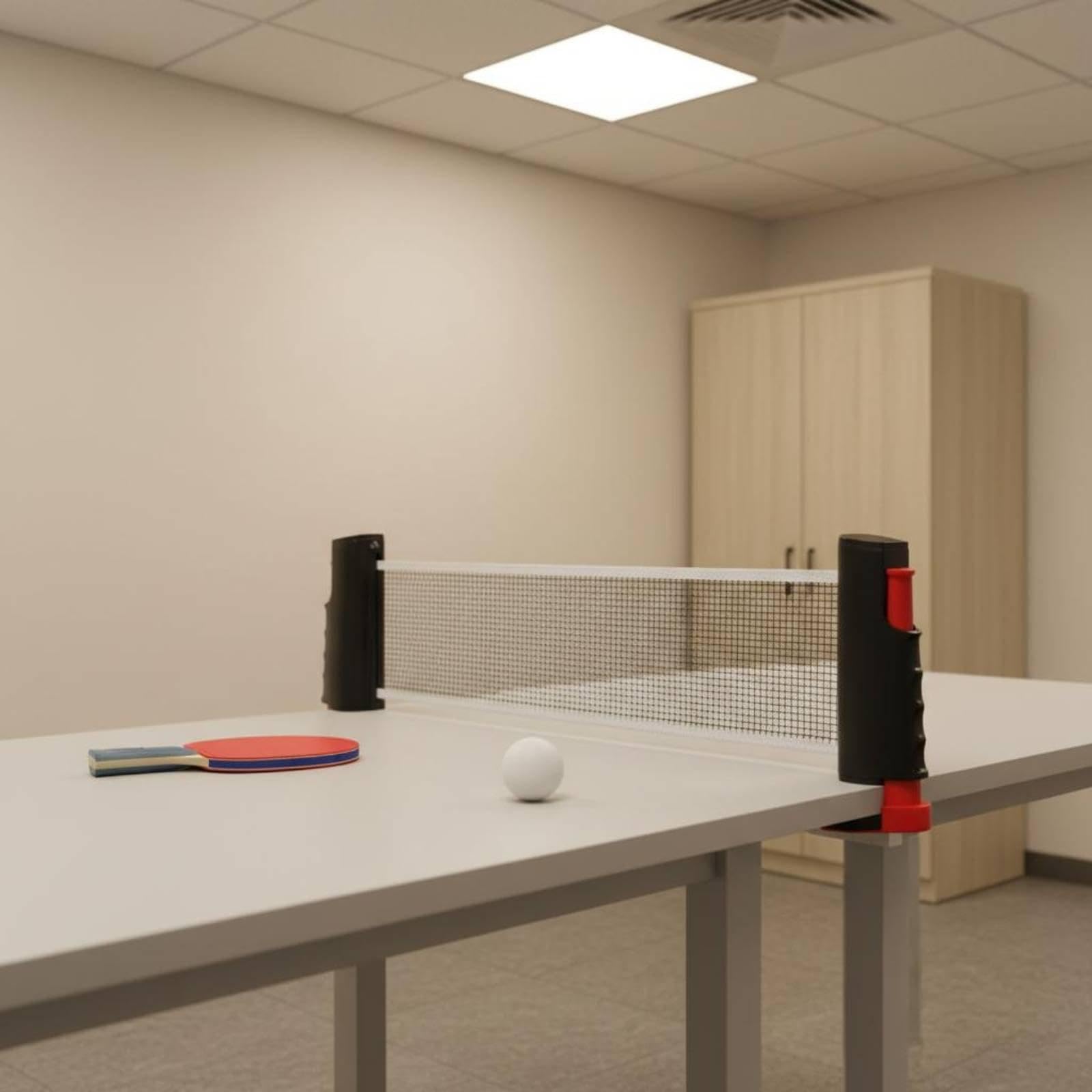 retractable table tennis net easy installation portable racket sport pong net quick setup for beginners, families, travel, office, parties black with 5 balls