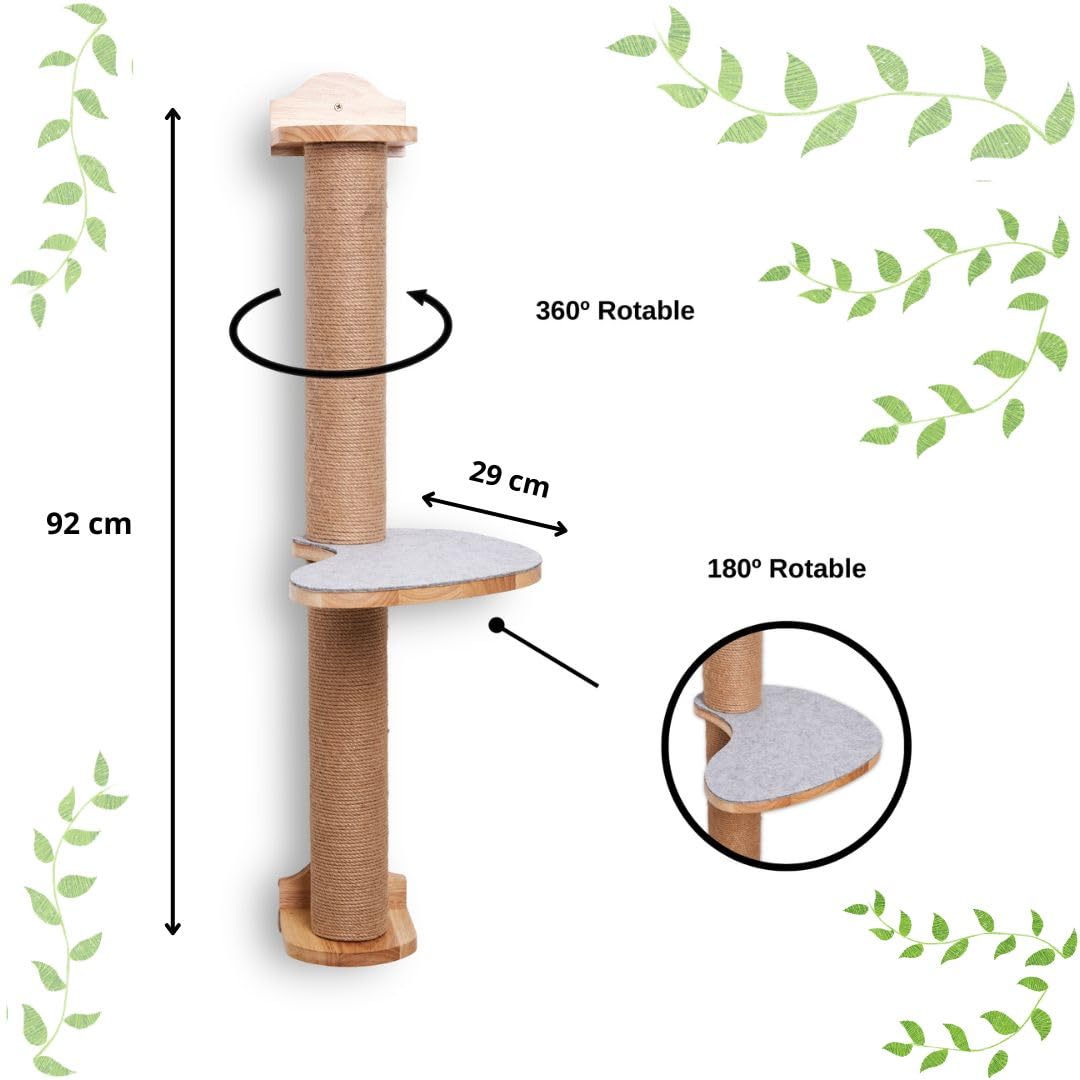 Tiragraffi a parete – Albero tiragraffi da parete facile da montare – Elementi da parete per gatti con piattaforma antiscivolo per stimolare il gioco dei gatti