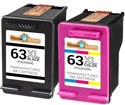 Miniatura 2 de Houseoftoners Cartuchos de tinta remanufacturados para HP 63XL, repuesto de alto rendimiento para HP 63 XL Deskjet 1112 2130 3630 3631 3632