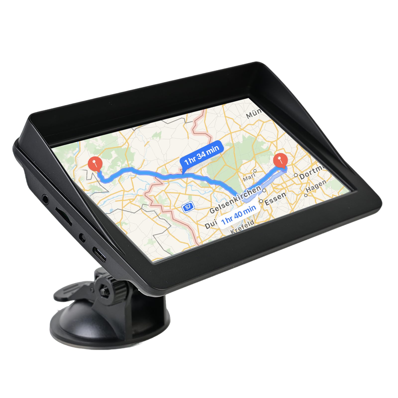 7Inch Sat Nav, HD Touch Screen GPS Navigation for Cars Trucks with UK, Europe Maps, HGV Sat Nav Trucks, Lifetime Free Updates, Support Postcode Search, Speed Camera Alert, Voice Guidance, POI